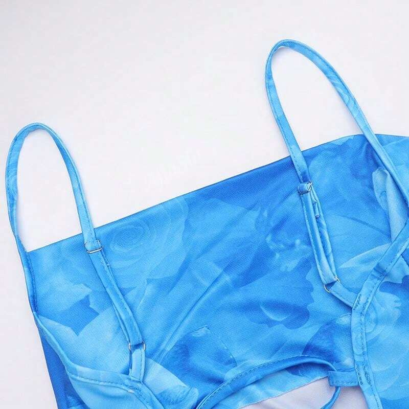 Robe Été Imprimé Aquarelle avec Bretelles Fines