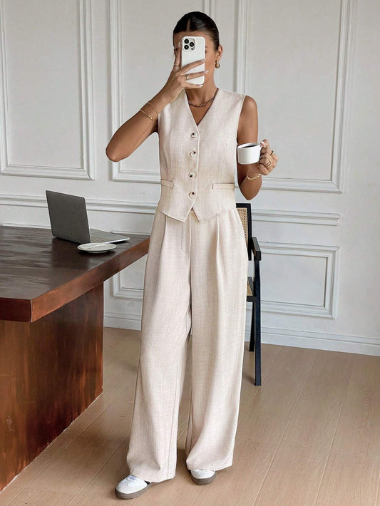 Costume Femme Élégant - Veste et Pantalon Palazzo - BerlinGlamour