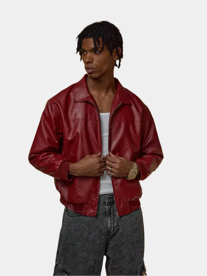 Veste Cuir Homme Noir Élégant Fermeture Éclair - PanierRoyale