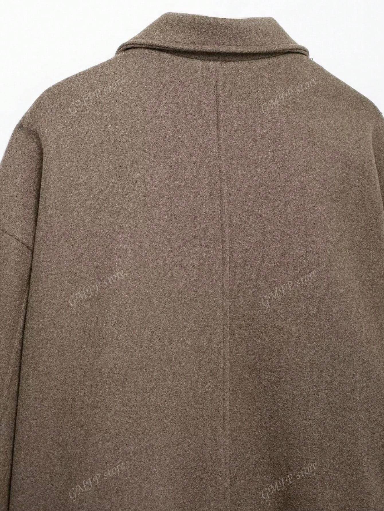 Veste en laine courte avec boutons, style parisien et automnal