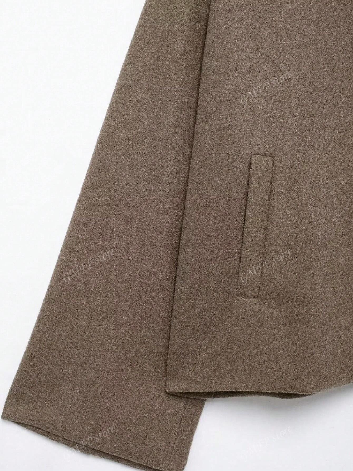 Veste en laine courte avec boutons, style parisien et automnal