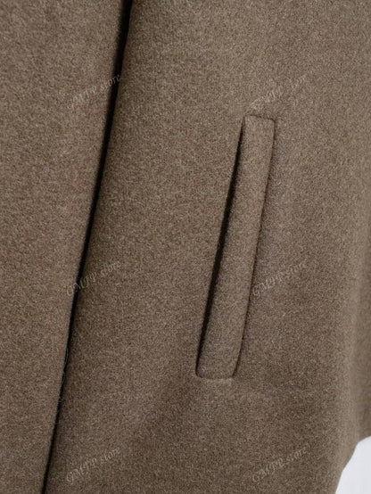Veste en laine courte avec boutons, style parisien et automnal
