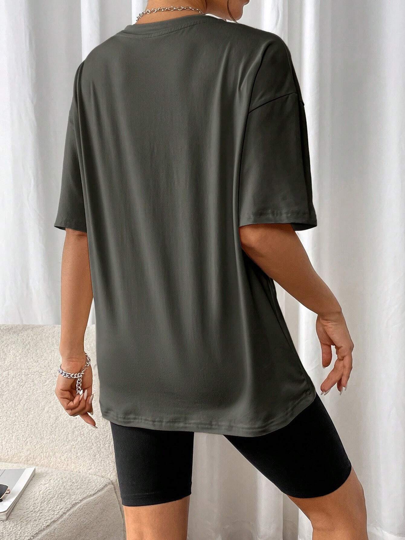 T-Shirt Décontracté Style Vintage Noir