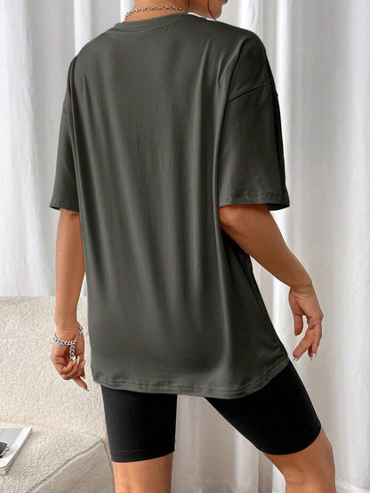 T-Shirt Décontracté Style Vintage Noir