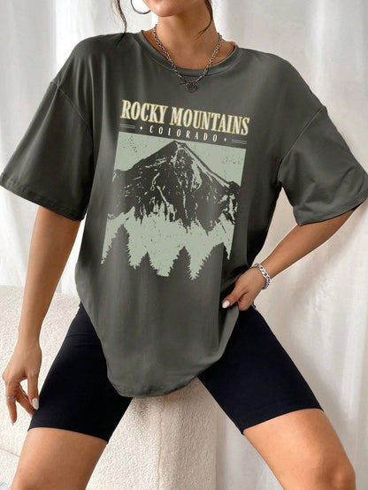 T-Shirt Décontracté Style Vintage Noir