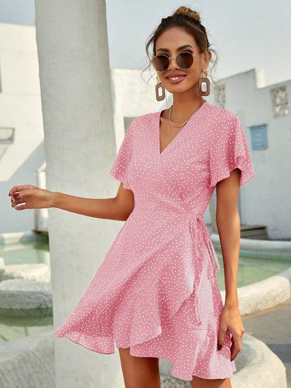 Robe Courte Été à Fleurs avec Volants