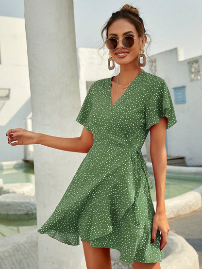Robe Courte Été à Fleurs avec Volants