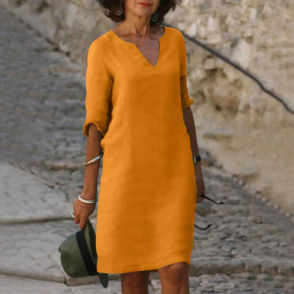 Robe Élégante pour Femme Col V Manches Longues