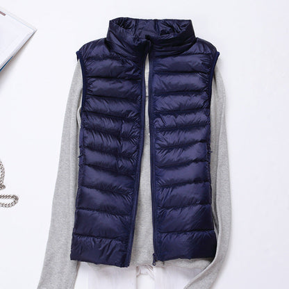 Gilet D'hiver Matelassé Avec Fermeture Éclair Pour Femme | Sans Manches