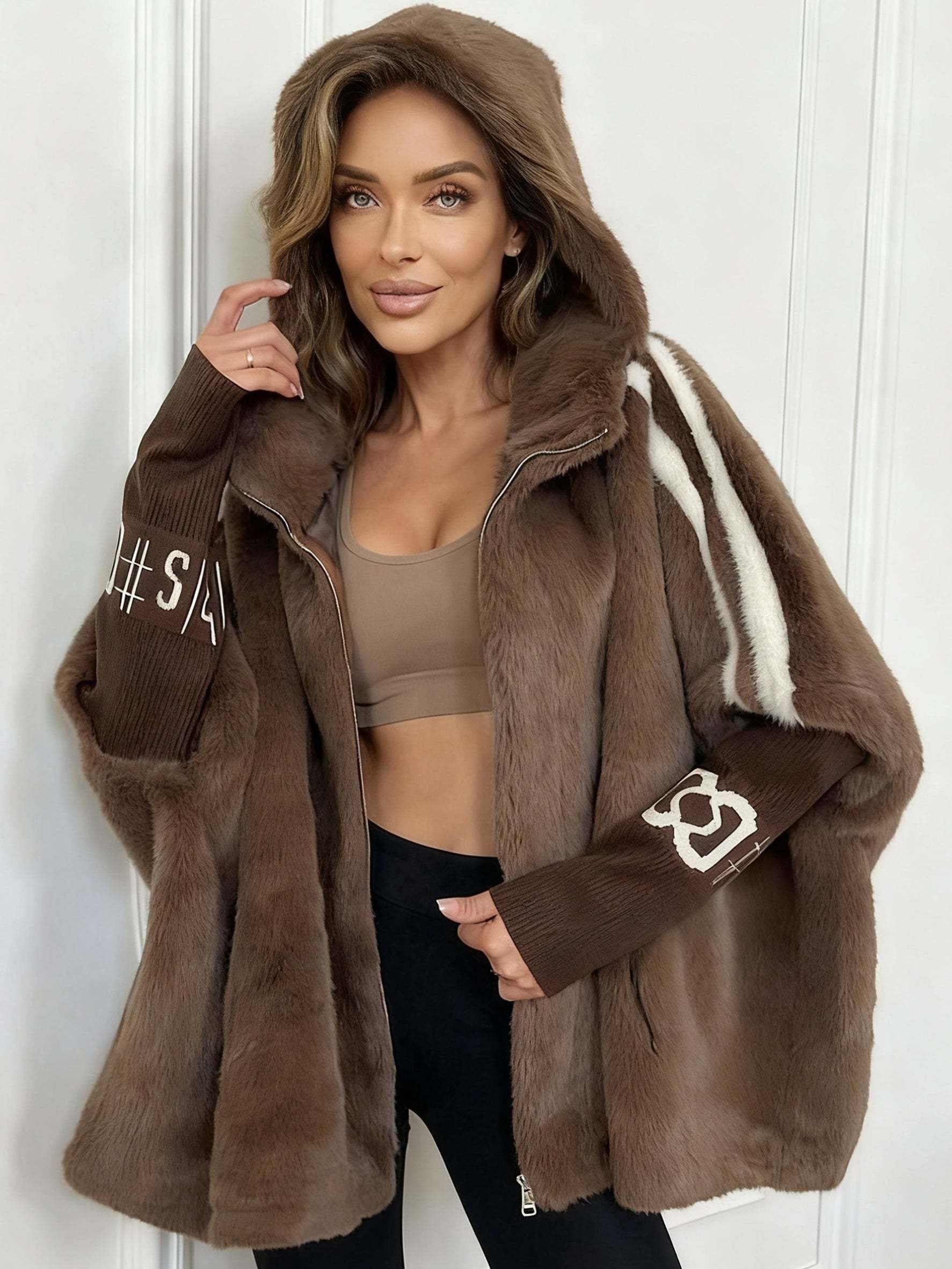 Manteau Femme à Capuche Rayures Élégant et Chauffant - PanierRoyale