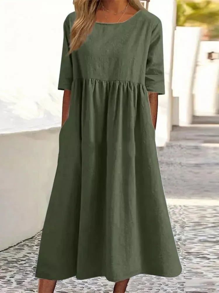 Robe Décontractée Femme avec Poches et Boutons