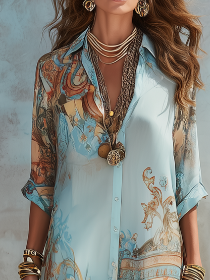 Robe Chemise Longue Femme Fluide Coupe Ample