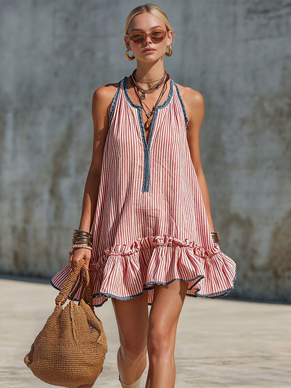 Robe mini Femme Col halter Volants Coupe ajustée