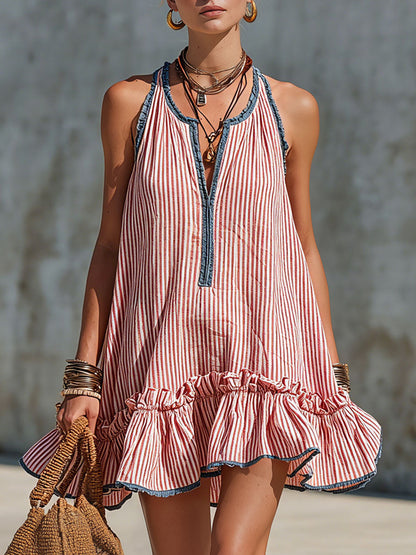 Robe mini Femme Col halter Volants Coupe ajustée