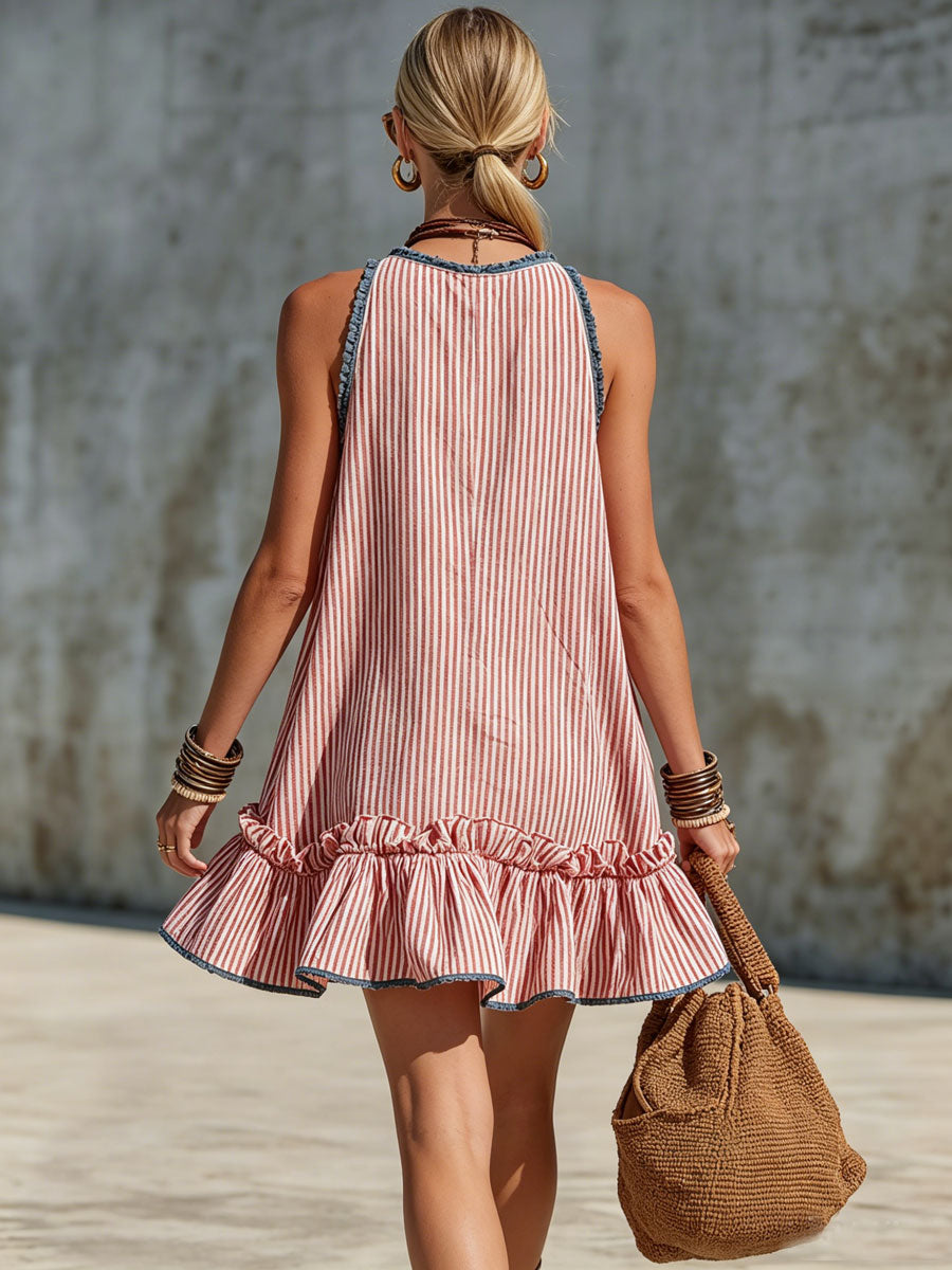 Robe mini Femme Col halter Volants Coupe ajustée