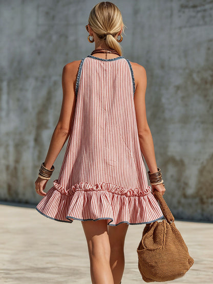 Robe mini Femme Col halter Volants Coupe ajustée