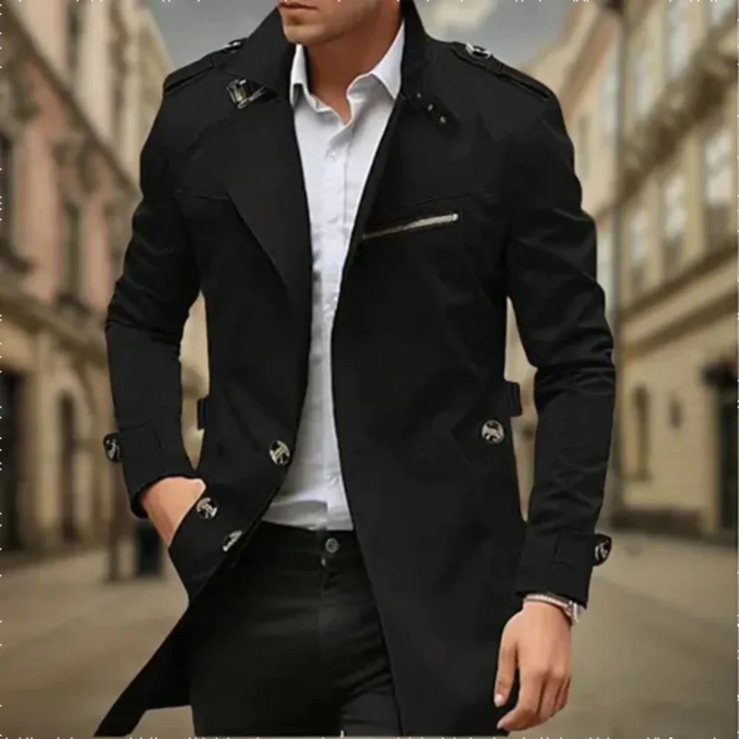 Manteau Homme Imperméable à Fermeture Éclair Double