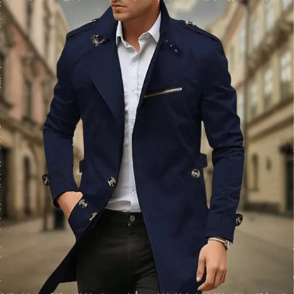 Manteau Homme Imperméable - Trench Coat Classique à Double Fermeture