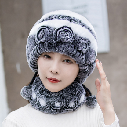 Bonnet Femme Hiver Fourré Doux et Confortable