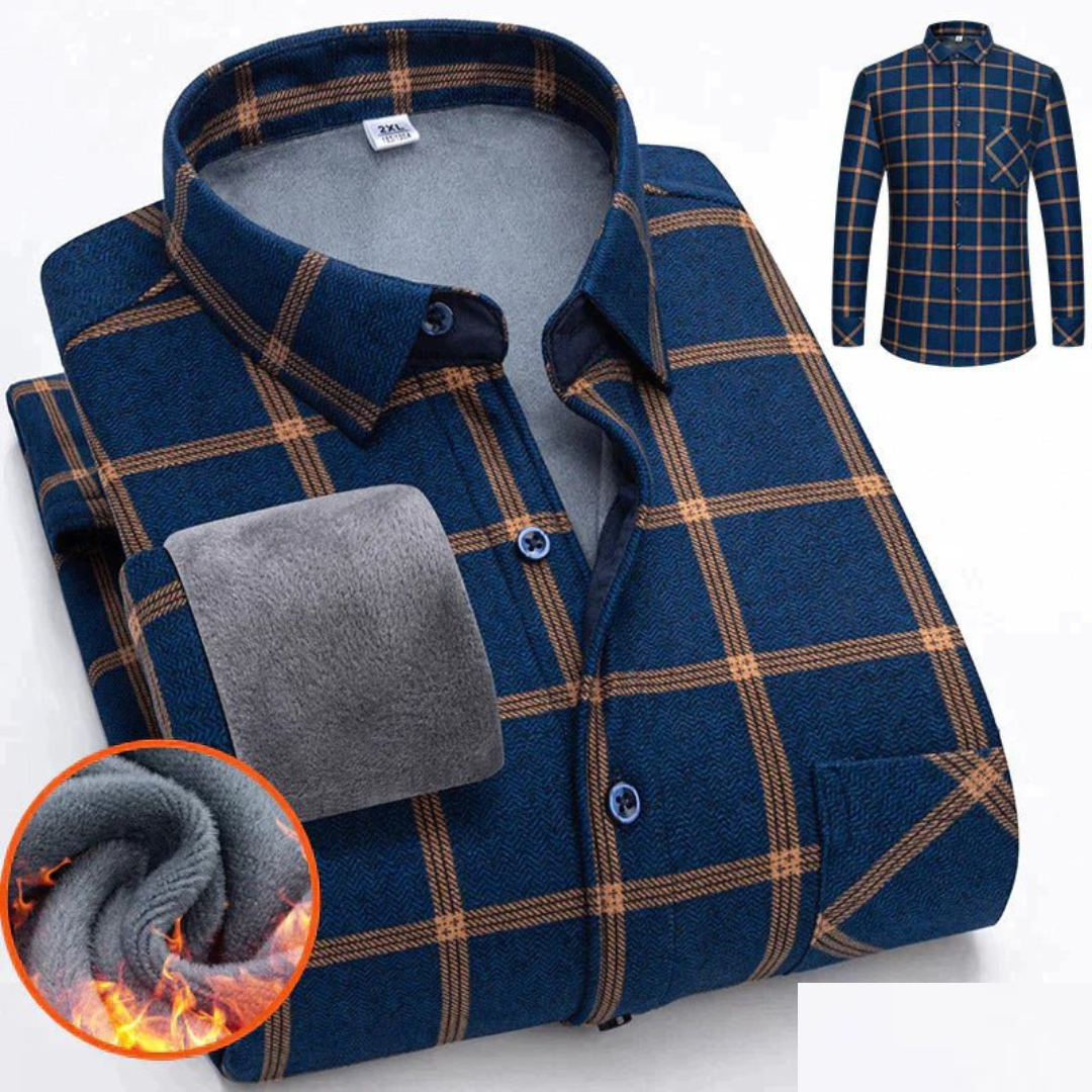 Chemise Flanelle Homme Hiver Chaud et Doux Bleu Foncé