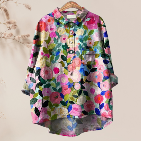 Chemisier femme en soie imprimé floral chic