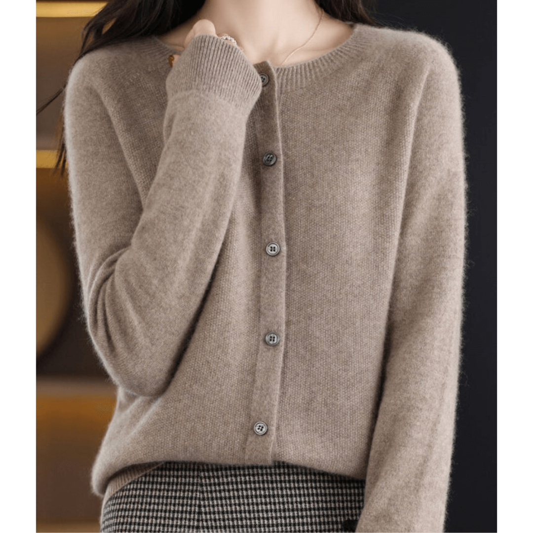 Cardigan En Cachemire Col Rond Pour Femme | Boutonné Devant