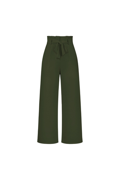 Pantalon Femme Élégant Taille Longue en Lin