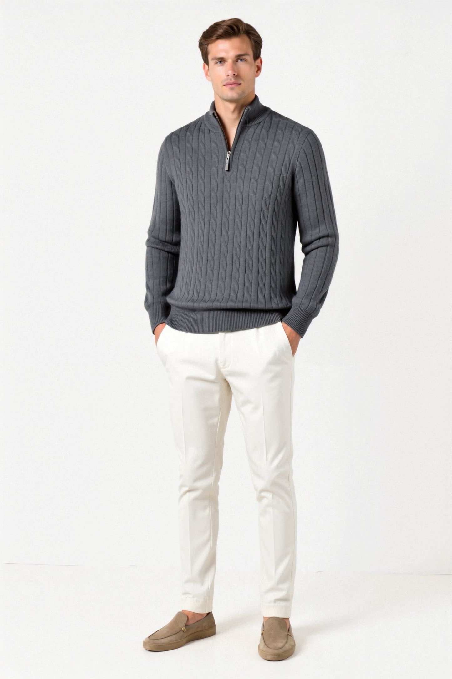 Pull à côtes zippé élégant pour homme