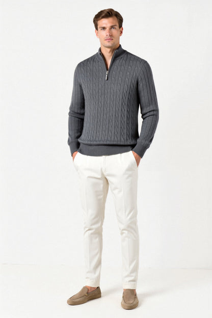 Pull à côtes zippé élégant pour homme