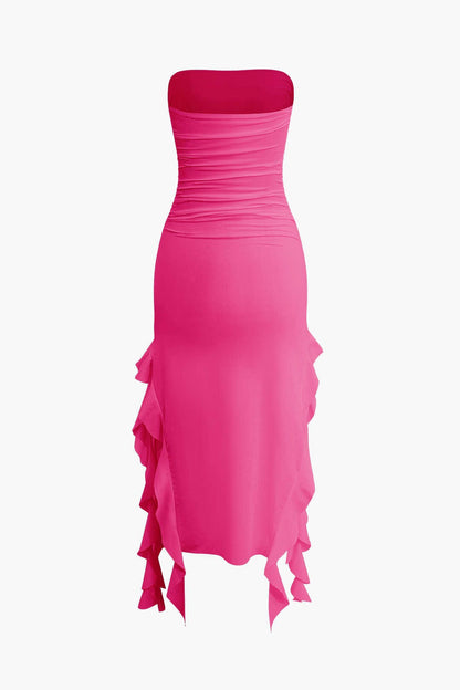 Robe Maxi Élégante avec Volants Féminins