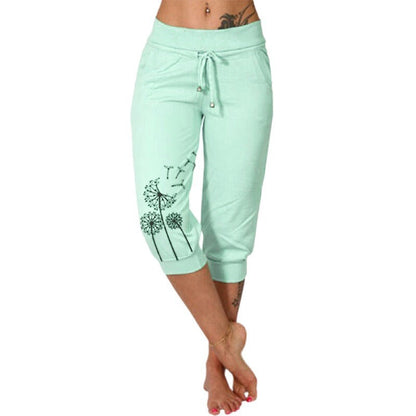 Pantalon de sport femme 7/8 imprimé fleurs colorés