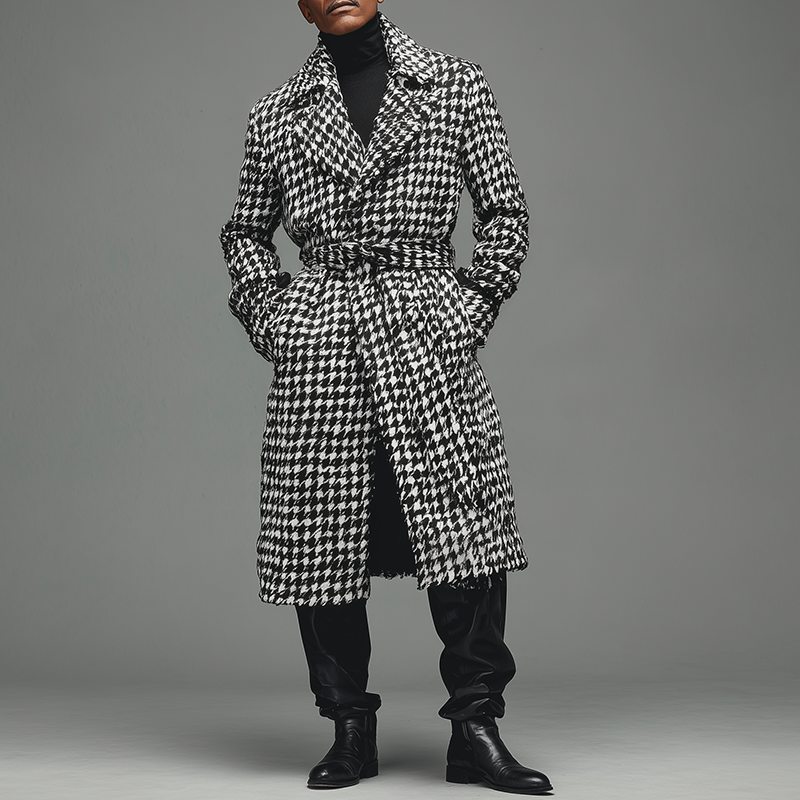Manteau Homme Hiver Pied-de-Poule Chic et Élégant - PanierRoyale