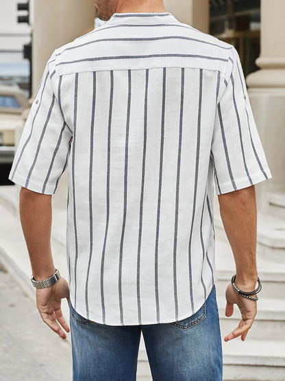 Chemise Coton Rayée Manches Courtes Homme