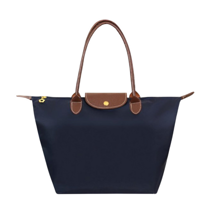 Sac à main femme en nylon robuste avec poignées cuir marron