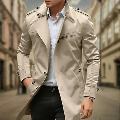 Manteau Homme Imperméable - Trench Coat Classique à Double Fermeture