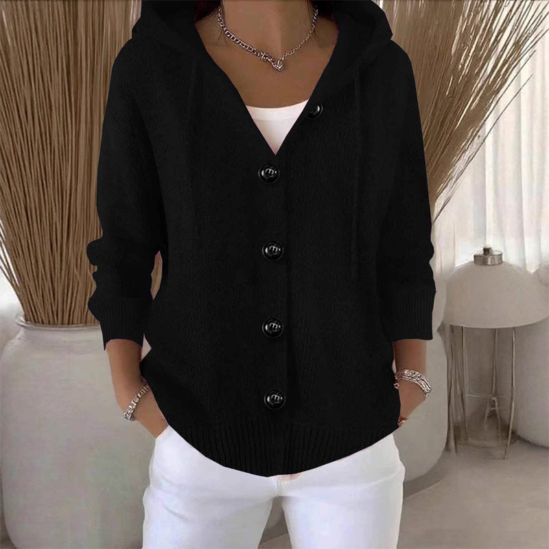 Cardigan Tricot Doux Coupe Ample avec Capuche - vue 4