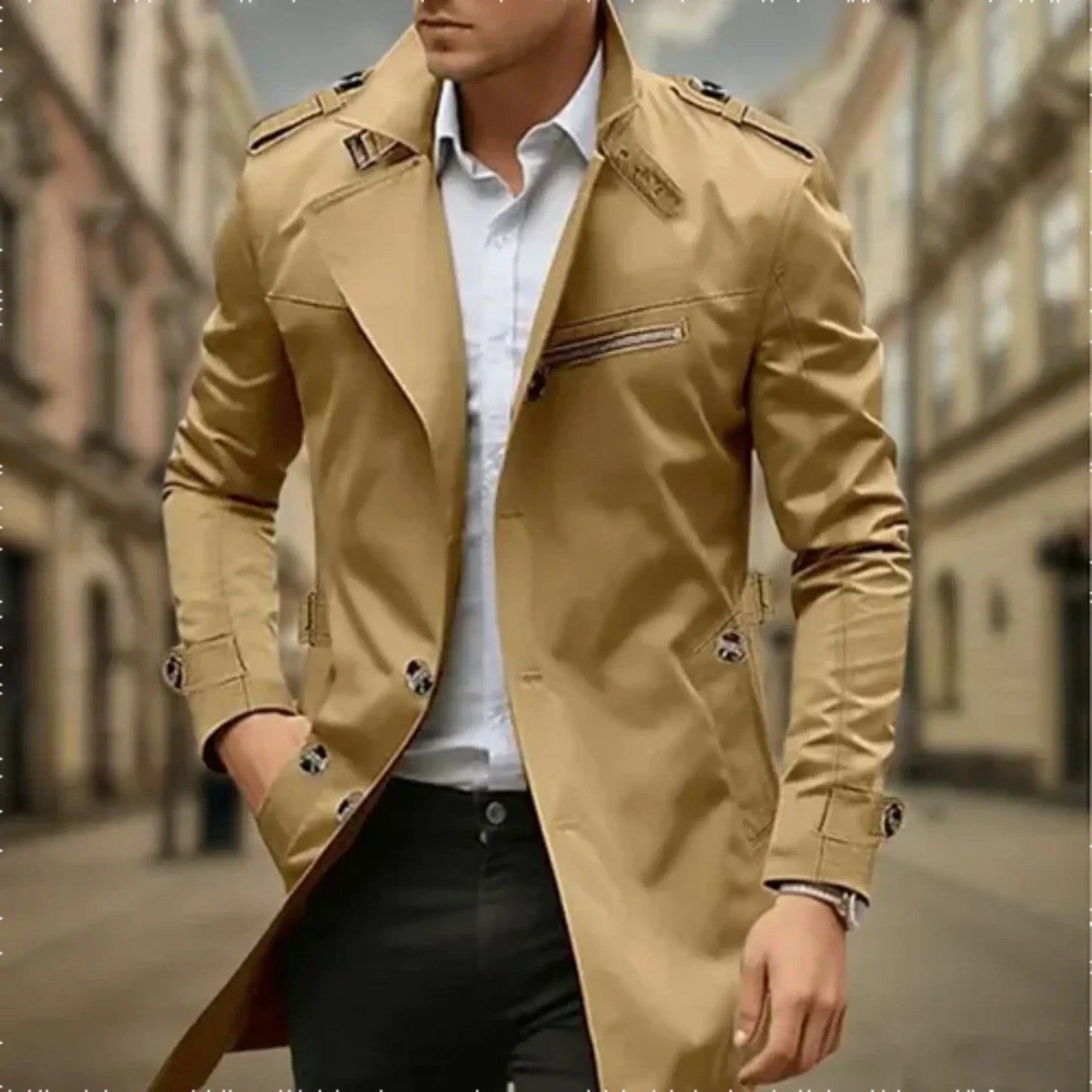 Manteau Homme Imperméable - Trench Coat Classique à Double Fermeture - PanierRoyale