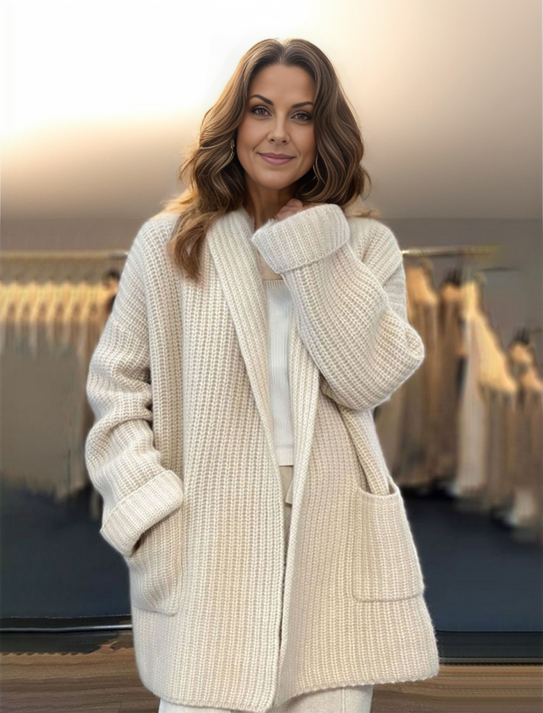 Gilet Femme Tricot Chaud avec Poches - PanierRoyale