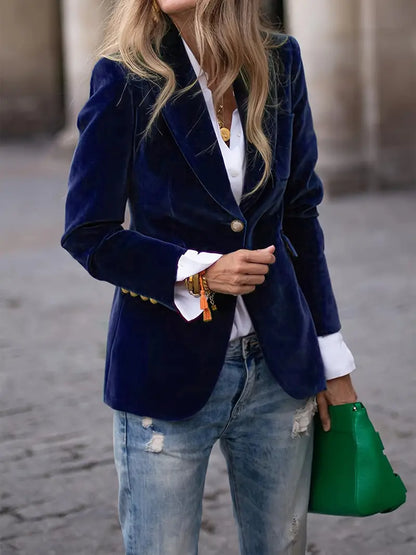 Blazer Femme Classique à Un Bouton Élégant