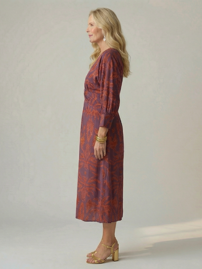 Robe Midi Femme Coupe Croisée Taille Cintrée