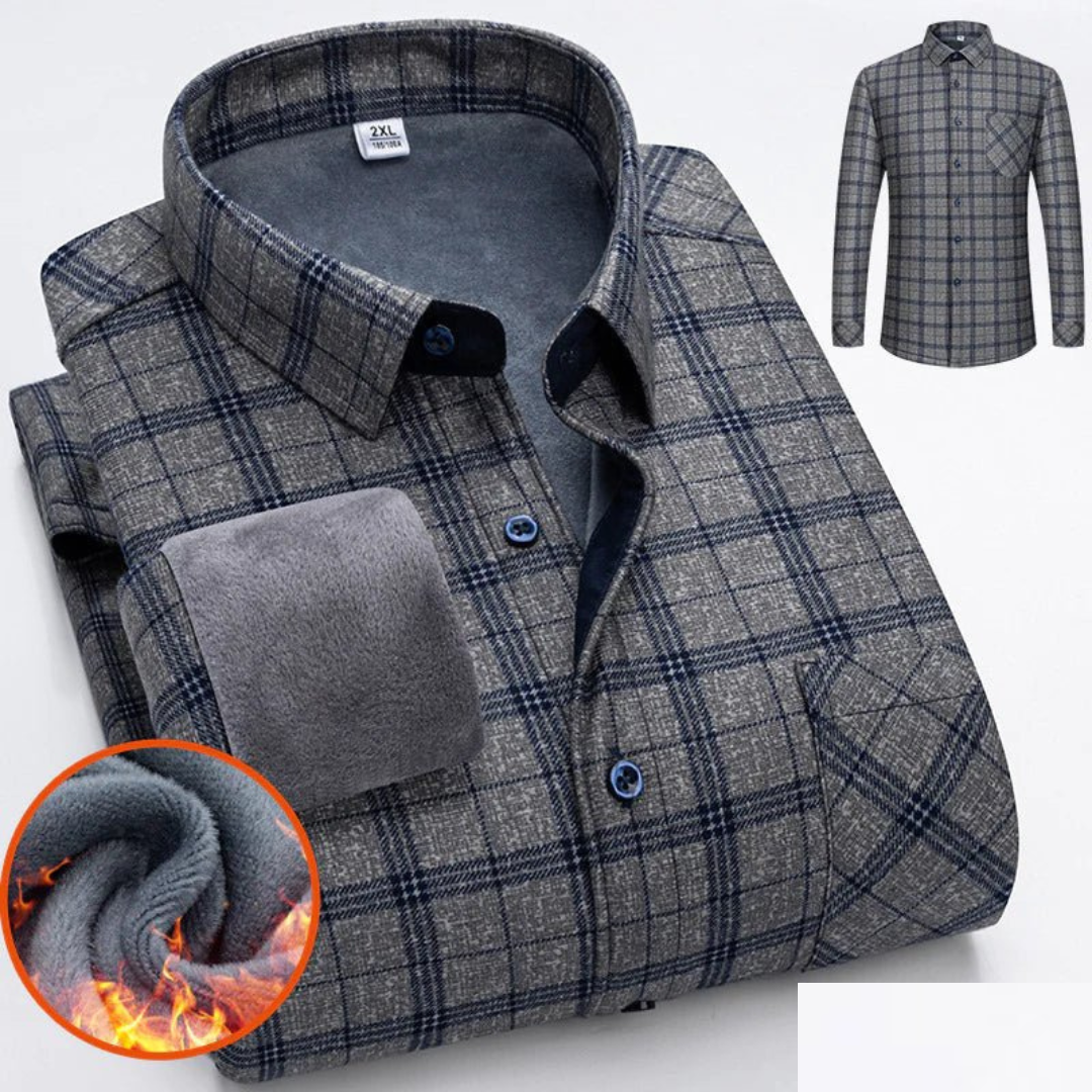 Chemise Flanelle Homme Hiver Chaud et Doux Bleu Foncé