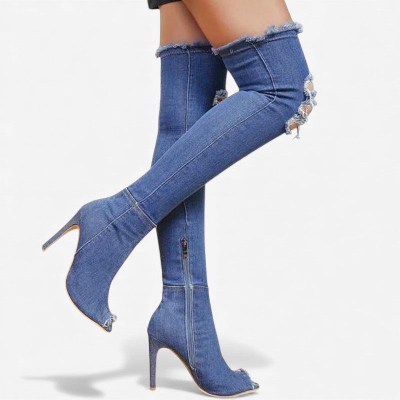 Bottines Femmes Talon Haut avec Fermeture Éclair - PanierRoyale