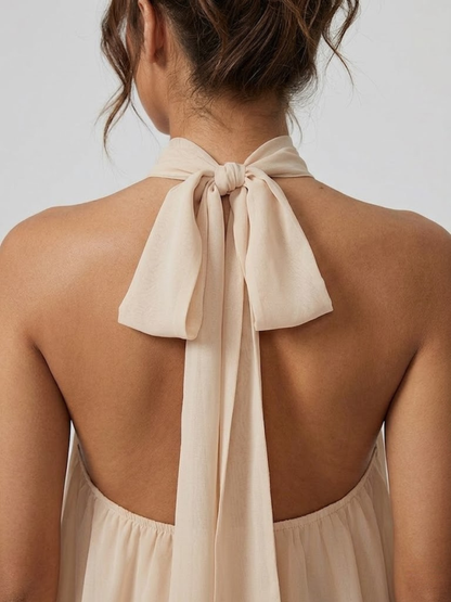 Robe Courte Femme Dos Nu Col Halter Volantée