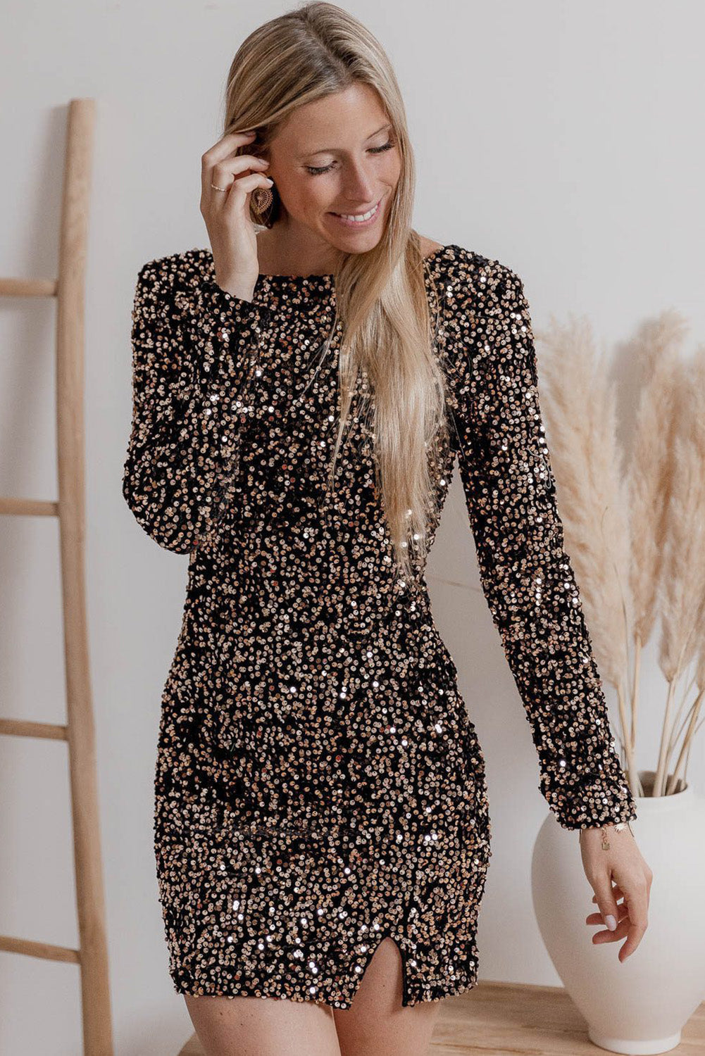 Robe Décontractée Dos Nu Manches Longues Féminine - PanierRoyale