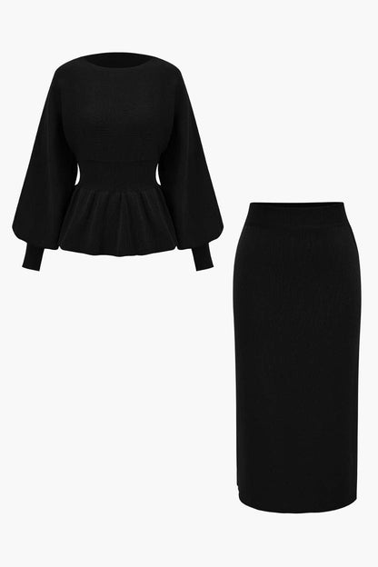 Robe Ensemble Élégant Peplum et Jupe Pencil