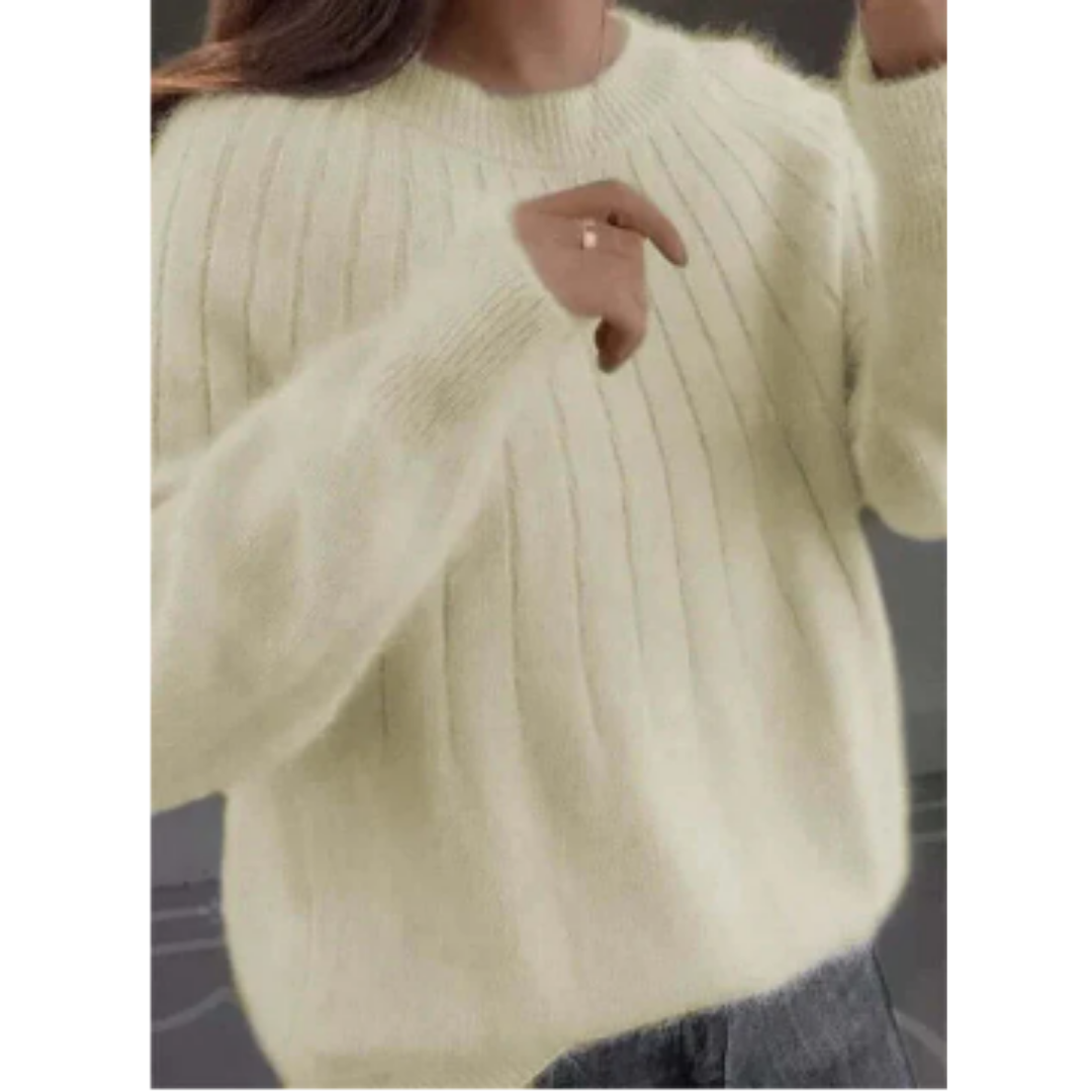 Pull Col Rond Cachemire Femme Manches Longues