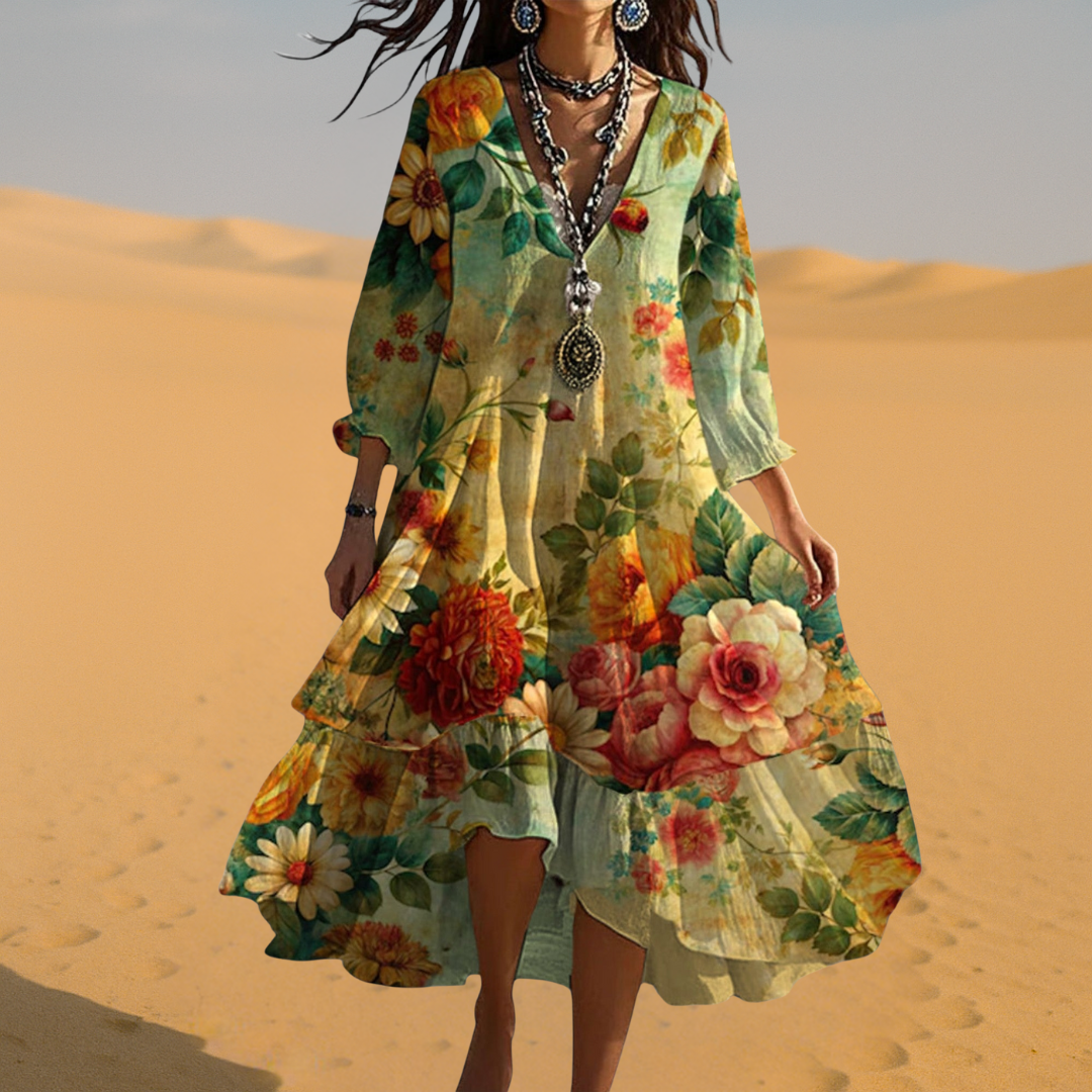 Robe Été Bohème V-Découpe pour Femme