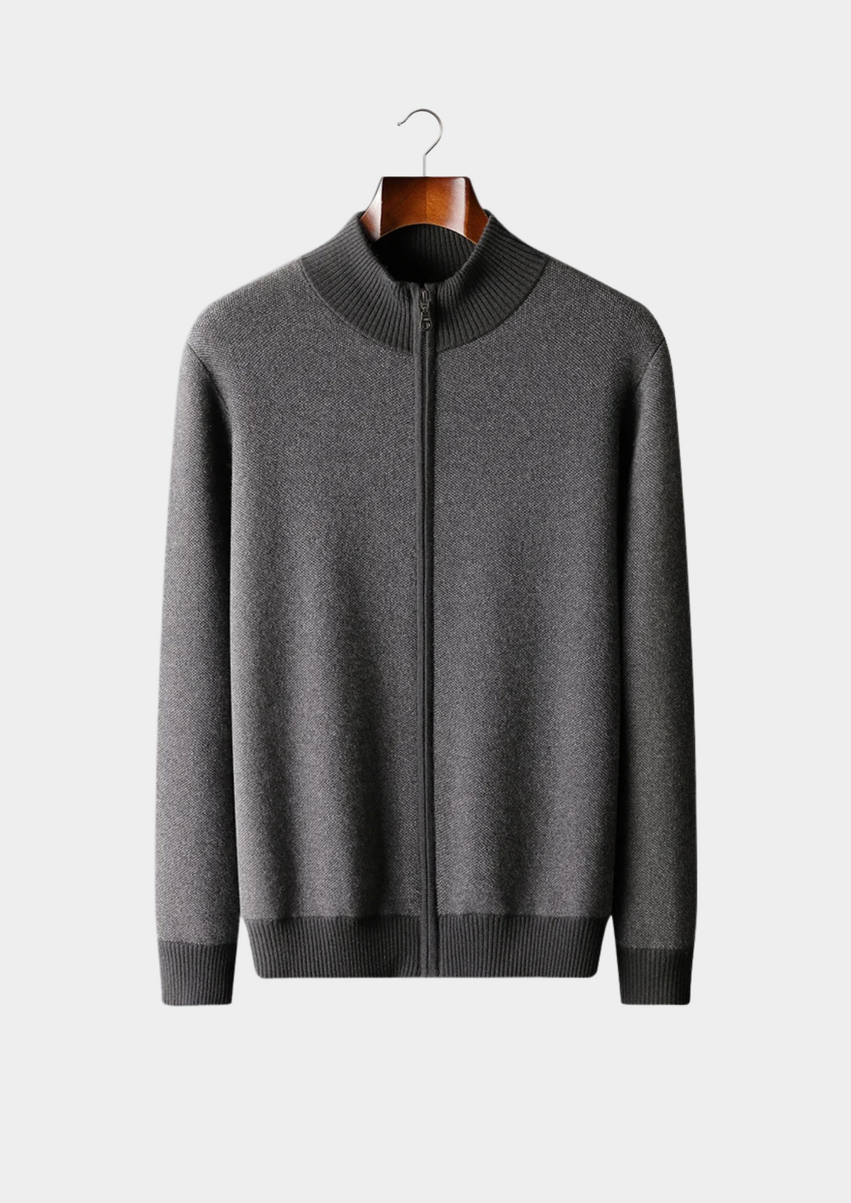 Veste en laine zippée noire - vue 2