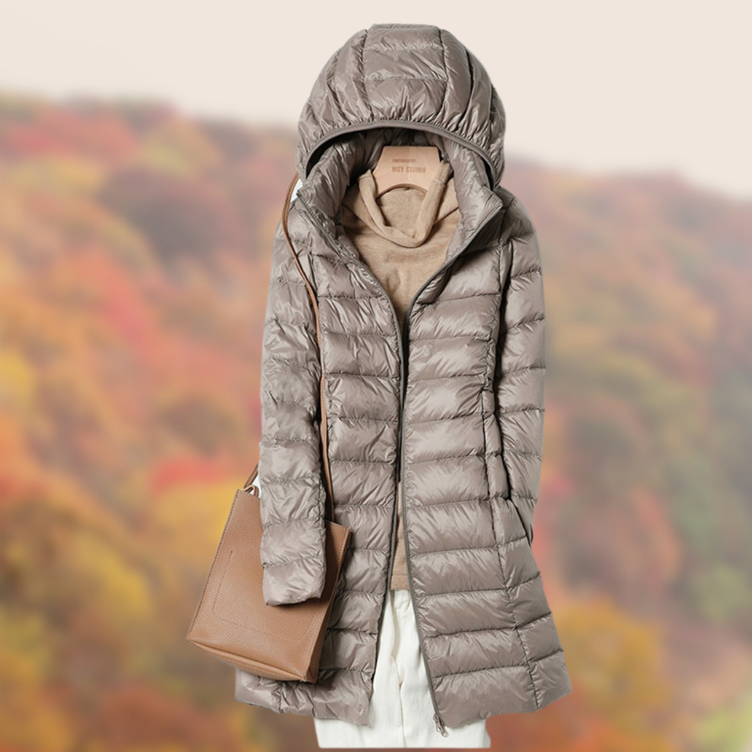 Manteau Femme À Capuche Mi-long Chaud et Léger