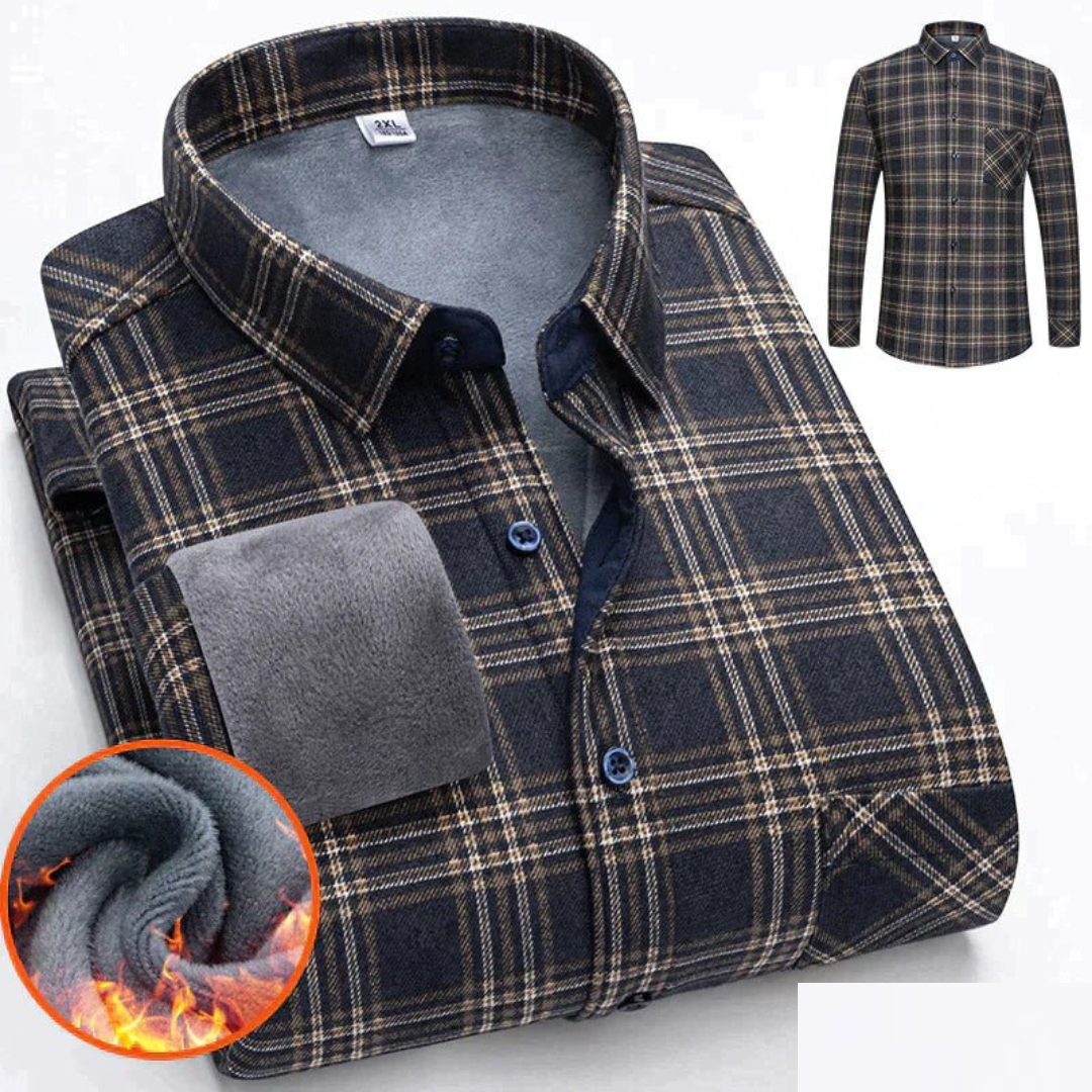 Chemise Flanelle Homme Hiver Chaud et Doux Bleu Foncé